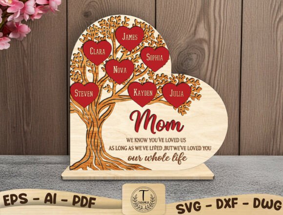 Family Tree with Names Laser Cut File for Mother’s Day