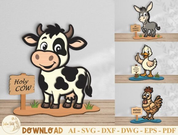 Funny Animal Shelf Sitter SVG Bundle for Home Decor and Laser Cutting
