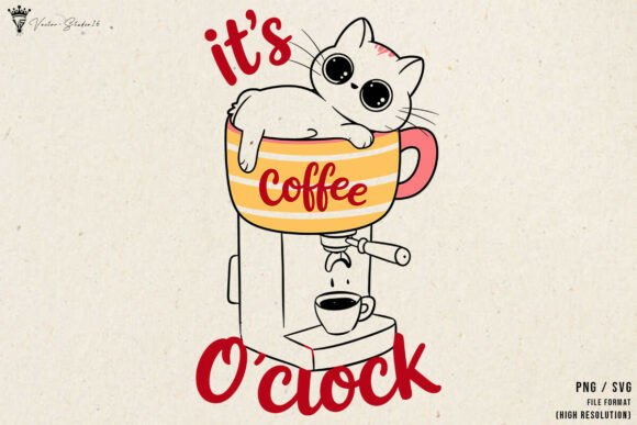 It’s Coffee O’Clock SVG PNG: Friendly Illustrations for Local Branding