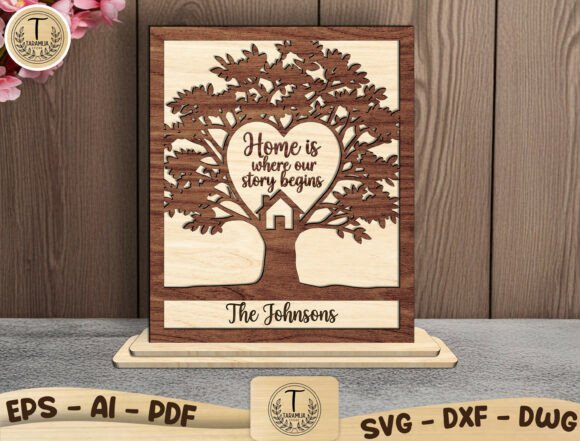 Personalized Family Wood Sign SVG for Laser Cutting & Home Decor