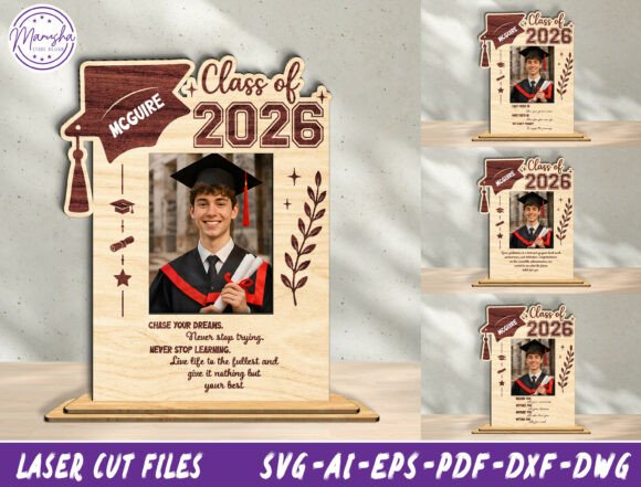Personalized Graduation Photo Stand SVG for Laser Cutting Home Decor