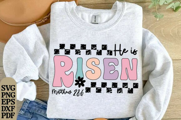 Retro He Is Risen Easter Graphic for T-Shirt Designs