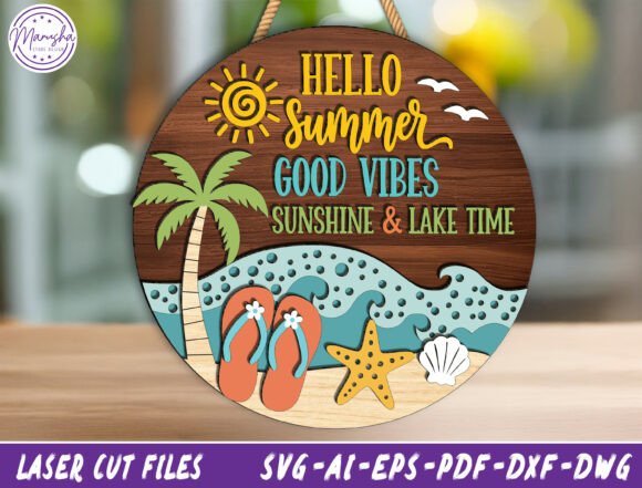 Summer Laser Cut Door Sign for Web Design
