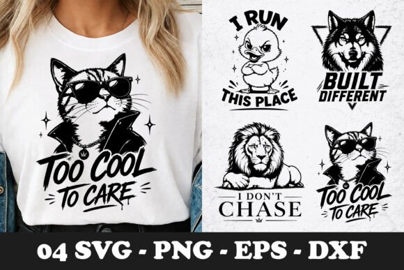 Too Cool to Care Cat SVG Funny Animal Graphics